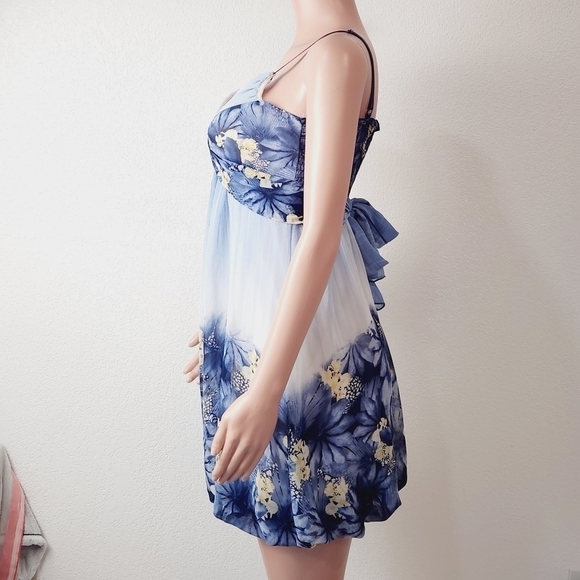 CAMEO Strapless Floral Spring Flowers Wrap Around Belt Tie Mini Dress Size: M - Picture 4 of 11
